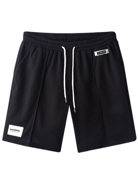 

men patch detail drawstring waist shorts y4cp#, White;black