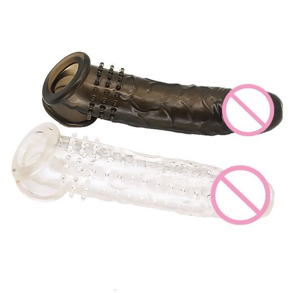 

massager toys 20cm tpe reusable silicon condom for man delayed spike sexy