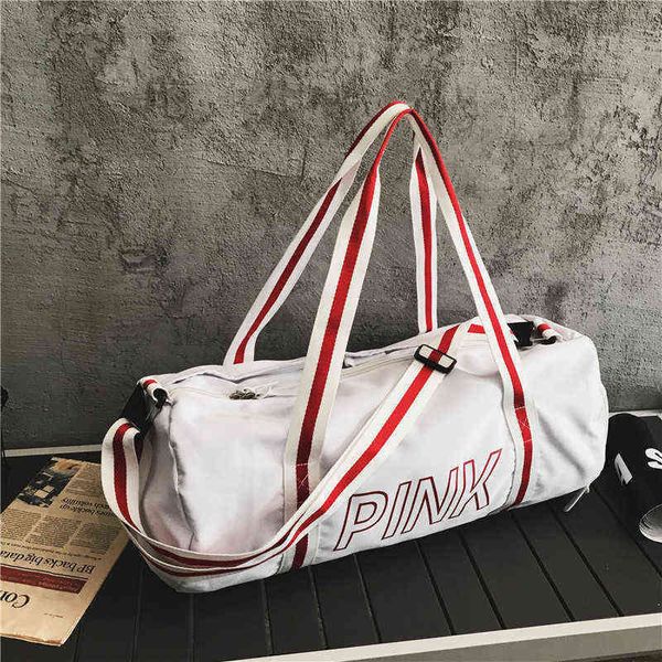 

large capacity storage bag pink travel sports fitness printed portable shoulder