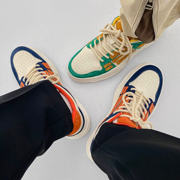 

selling designer shoes american trendy brand a 22 miri bone embroidery casual sneakers men and women fashion retro contrast color platform s, Black