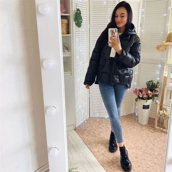 

women winter parkas fashion slim fit hooded youth women jacket parkas coat casual thick warm autumn winter jacket coat lj201127, Black