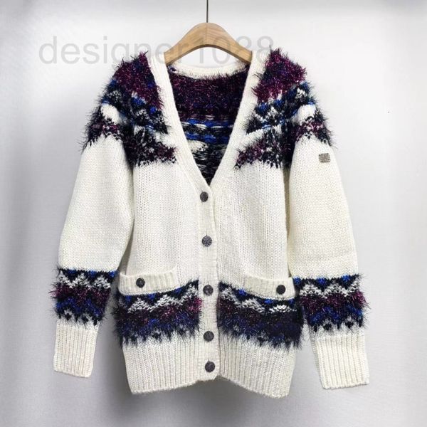 

women's sweaters designer spring 2022 new lazy wind gentle contrast color three-dimensional wool medium and long knitted cardigan tempe, White;black