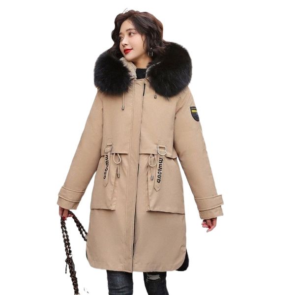 

women's down & parkas yizzhoy winter cotton padded coat detachable windproof snow outwear puffer overcoat women jacket fur collar warm, Black