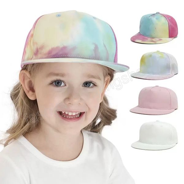 

kids baseball caps baby summer adjustable cap ins tie dye blank ball hats casual beach outdoor hat fashion ponytail cap, Yellow