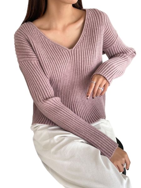 

dazy ribbed knit drop shoulder sweater c4fk#, White;black