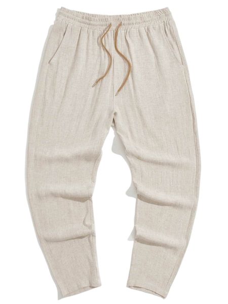 

men drawstring waist pants o1yq#, Black