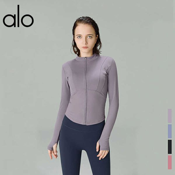 

alo sports jacket slim slimming yoga wear women's zipper long-sleeved fitness top