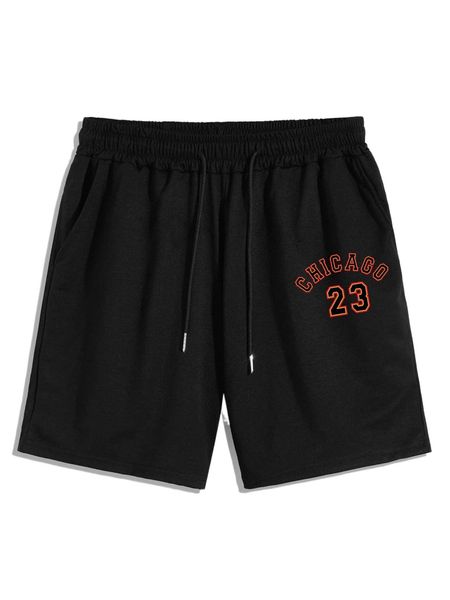 

men letter graphic drawstring waist shorts z9vp#, White;black