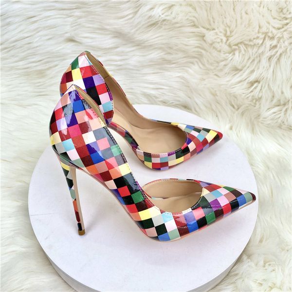 

2022 autumn new ladies high heels colorful women's shoes stiletto heels 10cm side empty pointed toe shallow mouth single pumps banquet, Black