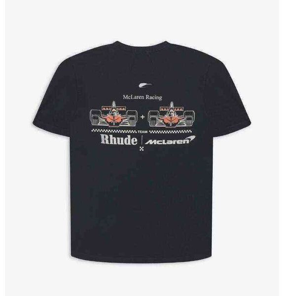 

designer luxury brand rhude t shirt rhude branded formula f1 racing printed short sleeve t shirt high street loose round neck versatile tee, White;black