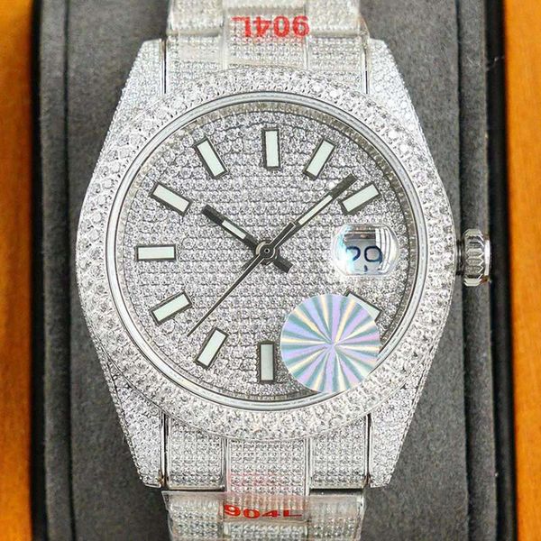 Полные алмазные часы MS Автоматические механические часы 40 мм бизнес -наручные часы, сделанные из 904L из нержавеющей стали Montre de Luxe для