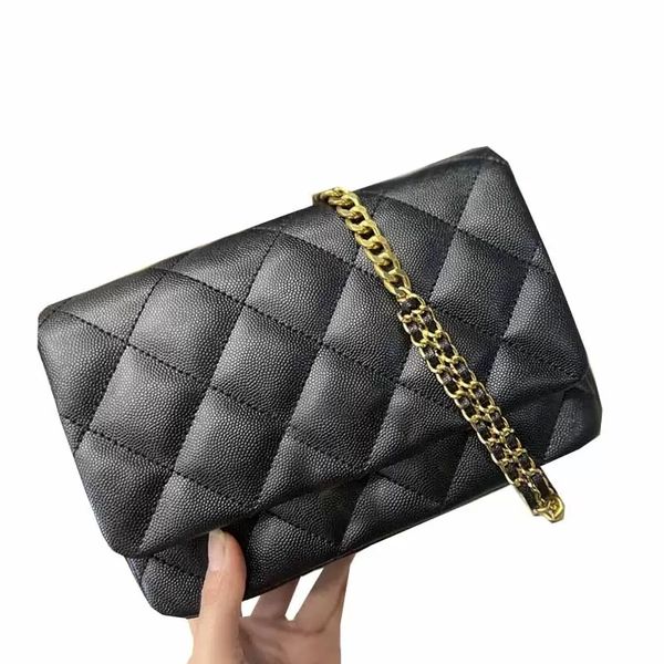 

designer bags ladies caviar solid color crossbody bags classic mini flap handbags interwoven leather chain messenger shoulder bag for womens