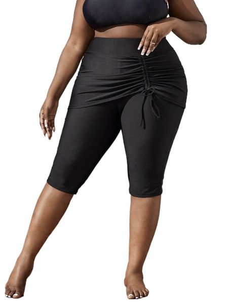 

plus drawstring front bikini bottom e2qr#, Black