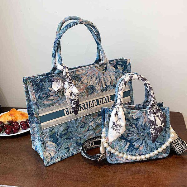 

50% off 2022 new designer bags letter embroidery simple multi print tote single shoulder portable women's large shopping