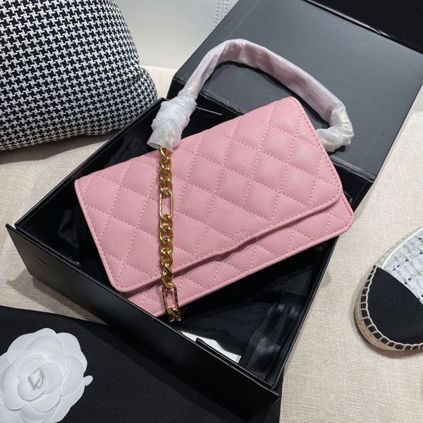 

france womens elegant caviar purse bags quilted aged gold hardware metal nk links figaro cross body wallet with chain card holder designer l