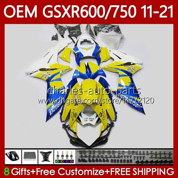 Инъекция для Suzuki GSXR-750 GSXR 600 750 CC 600CC 11-21 Body 121NO.48 750CC GSXR600 K11 GSXR750 Blue Yellow Yellow 2011 2012 2013 2014 2015 2016 GSXR-600 17 18 19 20 21