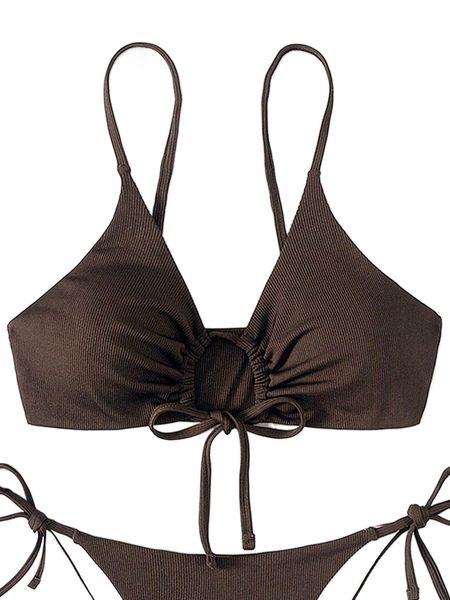 

plus drawstring bikini g0hr#, Black