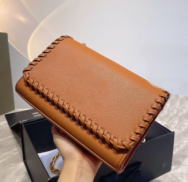 

fashion retro style flip chain design women's shoulder bag exquisite hand woven hem diagonal bag cross body