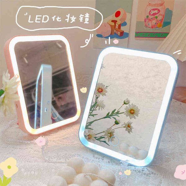 

factory outlet led vanity mirror deskfemale with light fill small student dormitory household portable folding