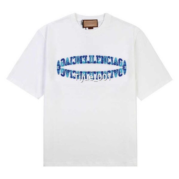 

22ss plush letter embroidery tee fashion man women t-shirt oversize hip hop summer limited street high end designer t-shirts breathable casu, White;black