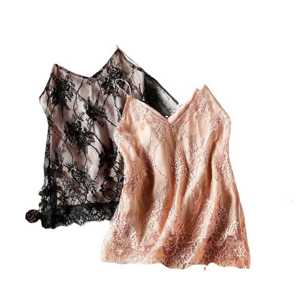 

women's tanks & camis summer silk suspender, beautiful back lace fashion v-neck built in and worn out m9wj, White