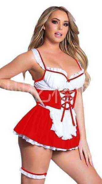 

nxy lingerie underwear uniform maid dress pajamas christmas, Red;black