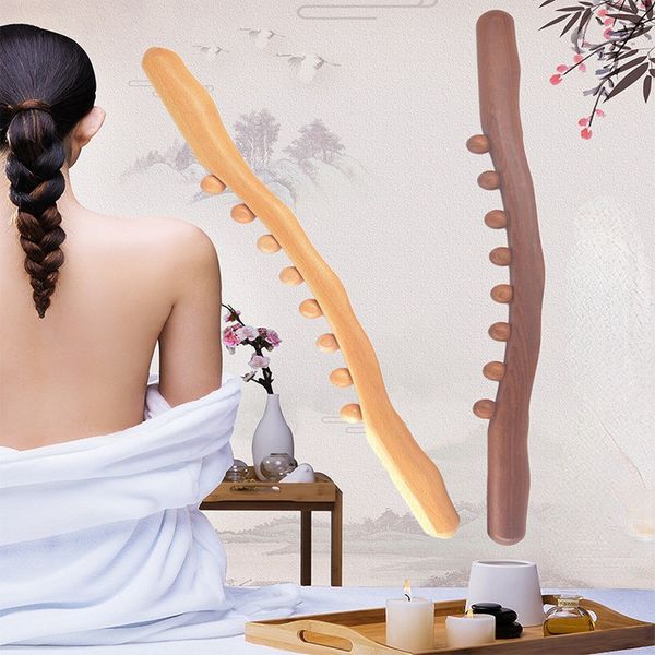 

eight bead rolling pin universal back needle massage tendons beech wood scraping stick 220712