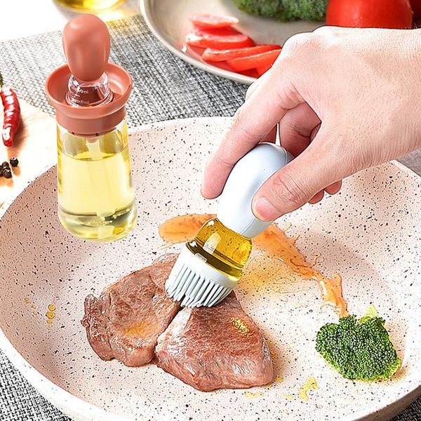 Utensili da cucina Spazzola per olio quantitativa in silicone portatile Bottiglia di vetro Spazzola per olio resistente alle alte temperature Spazzole per barbecue Griglia per cottura Pancake Strumento per barbecue ZL0761