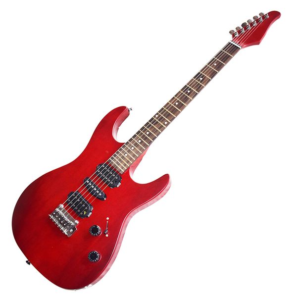 

red basswood electric guitar 6 strings with 24 frets,rosewood fretboard,customizable