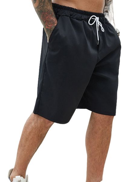 

extended sizes men slant pockets drawstring waist shorts g5gf#, White;black