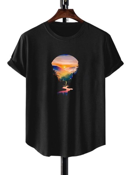 

men scenery print tee q0ky#, White;black