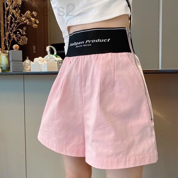 

women's jeans designer aw dawangjia 22 spring and summer new english letters pink shorts contrast design, thin upper body long legs cnq, Blue