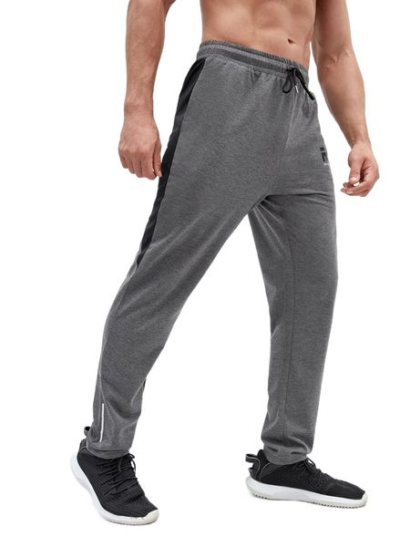 

men slogan graphic reflective detail drawstring waist sports pants k3sj#, Black