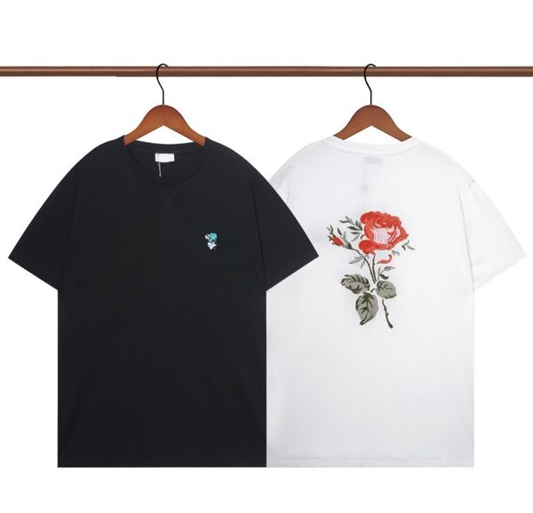 

fashion summer womens tees designer men's t-shirts traviss rose embroidery printed trend crew neck tees hip hop oversized d2 tshirt siz, White;black
