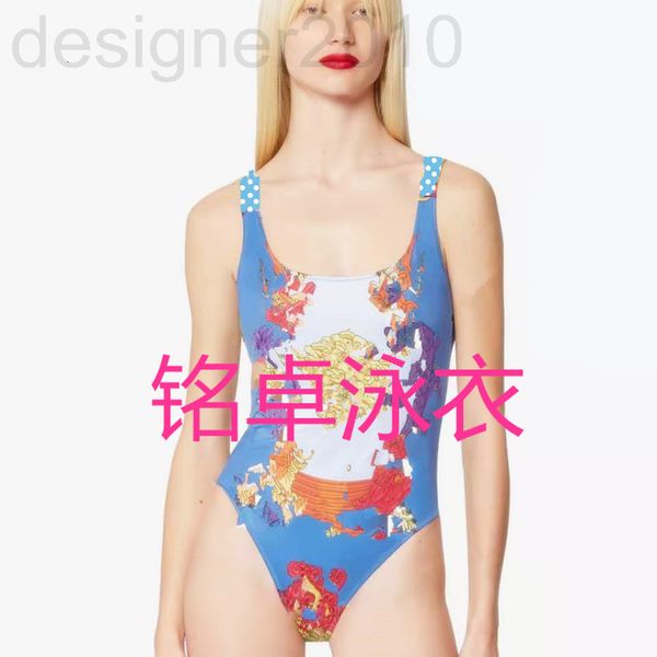 

women's swimwear designer 2022 new style printed slim fit backless high-end swimsuit bikini cktd, White;black