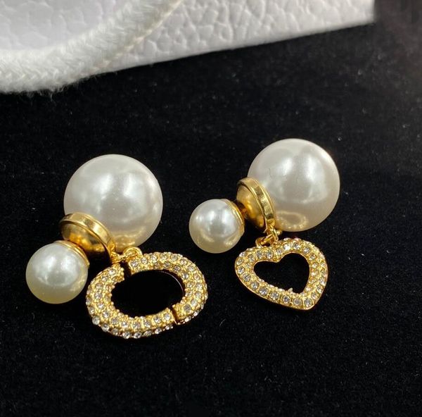 

fashion designer gold heart charm dangle earring stud classic pearl ball earrings eardrop bijoux for womens lady party wedding lovers gift j, Silver