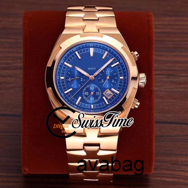 Vendita Nuovo Overseas 5500V110A-B148 quadrante blu A2813 orologio automatico da uomo bracciale in oro rosa STVC nessun cronografoSTVC orologi da uomo SwissTime KX94