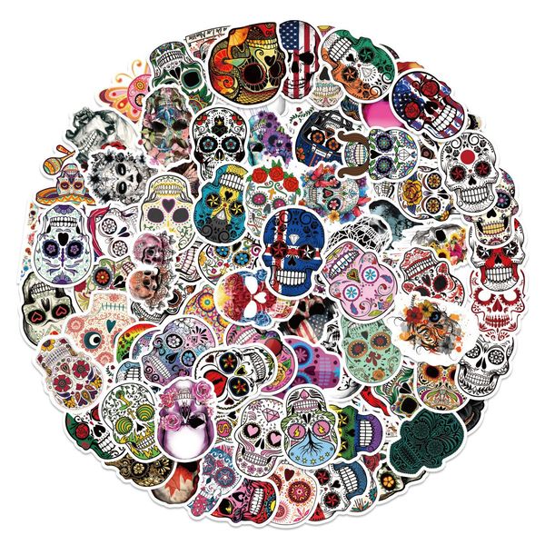 

100pcs/set waterproof skateboard stickers colorful skulls horror for notebook lapbottle helmet car sticker pvc guitar decals