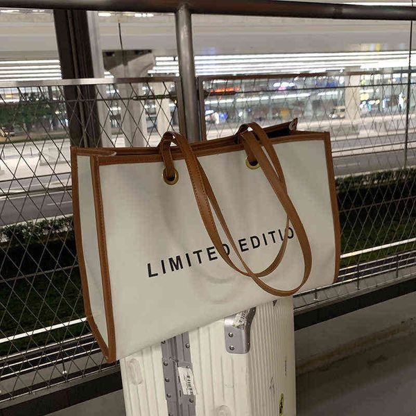 

fashion letters large capacity tote bag designer canvas women shouler s simpler lady handbags big shopper purse travel 220519