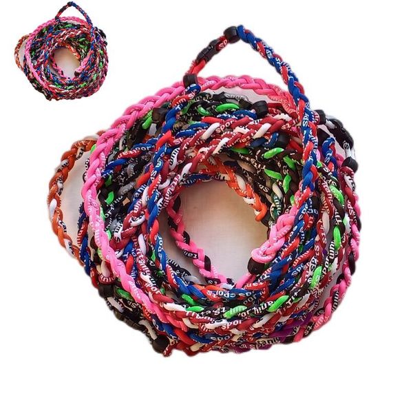 

titanium sport accessories softball ge beads weaves triple twist single rope necklace baseball tornado bracelet weaves necklaces for kids yo