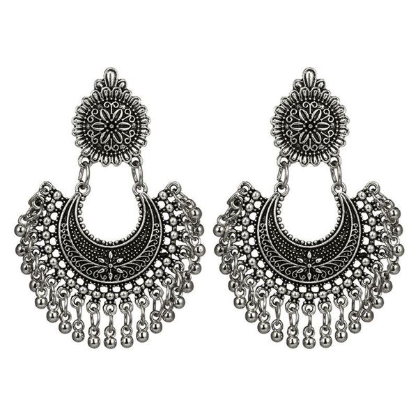 Baumelnde Kronleuchter Metallquaste Jhumka Ethnische Bollywood-Ohrringe Modeschmuck H8WFDangle ChandelierDangle