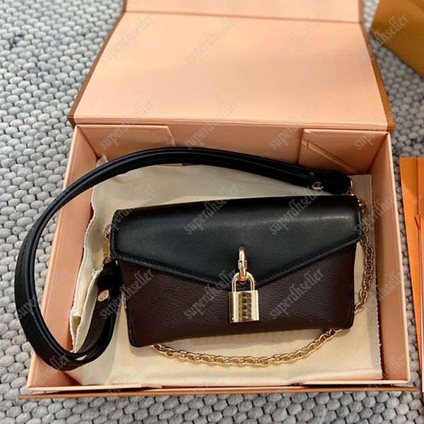

women crossbody bags fashion leather mini shoulder bag luxury designer chain handbags squre lady wallet artwork padlock pochette