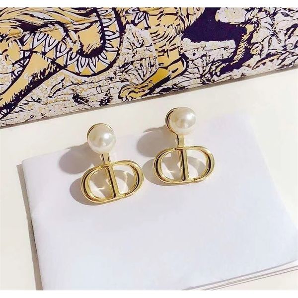 

75% off clearance jewelrys high version earrings female letter size pearl light luxury fashion earrings, Golden