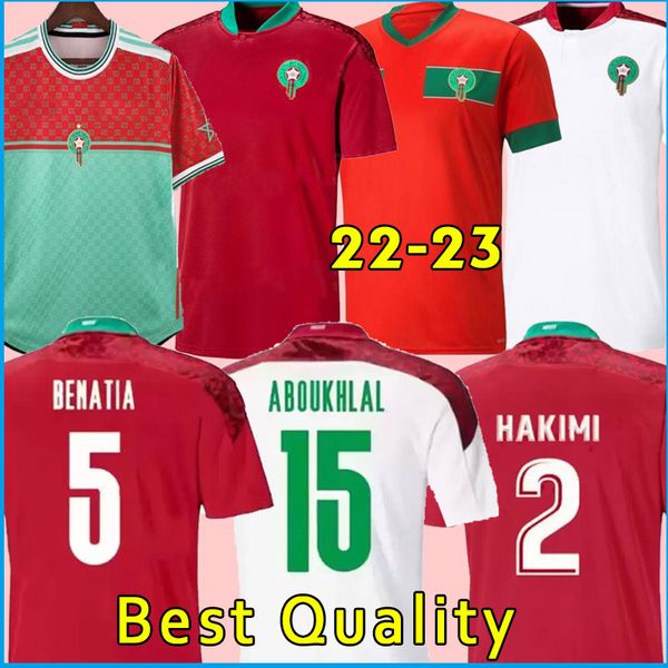

new 2022 2023 morocco soccer jerseys home away 22/23 maillot de foot ziyech boufal fajr munir ait bennasser amrabat football shirts, Black;yellow