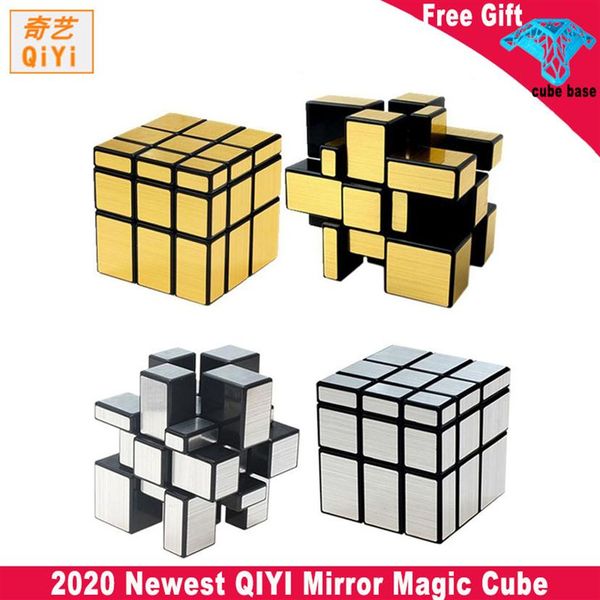 

new qiyi mirror cube 3x3x3 magic speed cube silver gold stickers professional puzzle cubes toys for children mirror blocks241s