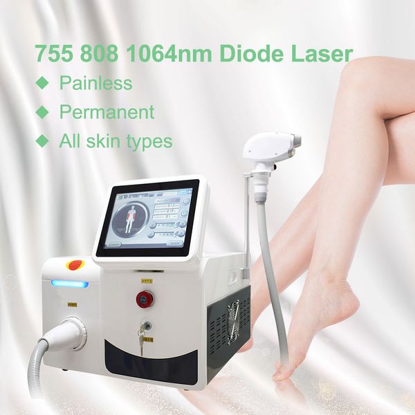 

portable 755 808 1064nm 600w diode laser permanent removers painless effetctive body laser equipment wavelength diodelaser hair removal, Black