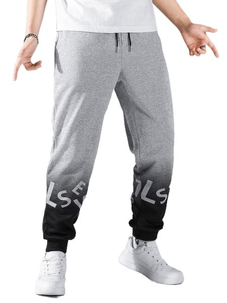 

men ombre letter graphic drawstring waist sweatpants m0xt#, Black