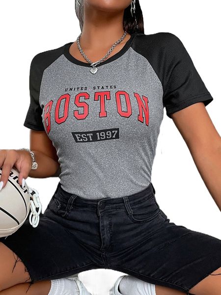 

letter graphic colorblock raglan sleeve bodysuit k46f#, White