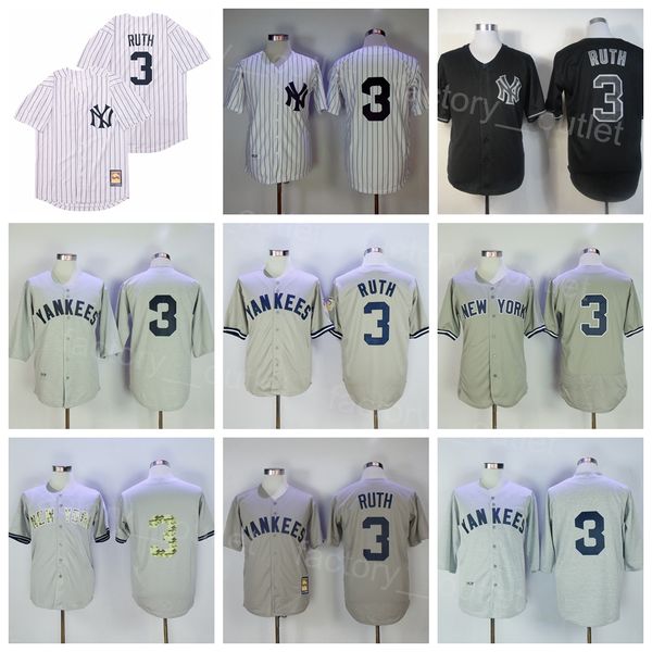 

men 1929 throwback baseball 3 babe ruth vintage jersey team color navy blue black grey white pinstripe flexbase cooperstown cool base all st