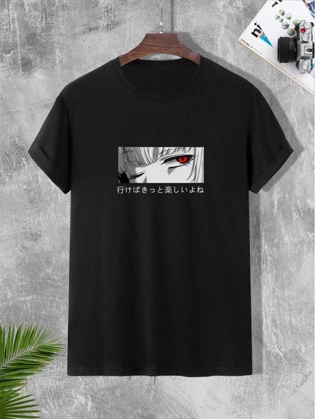 

men japanese character and figure graphic tee c1dg#, White;black